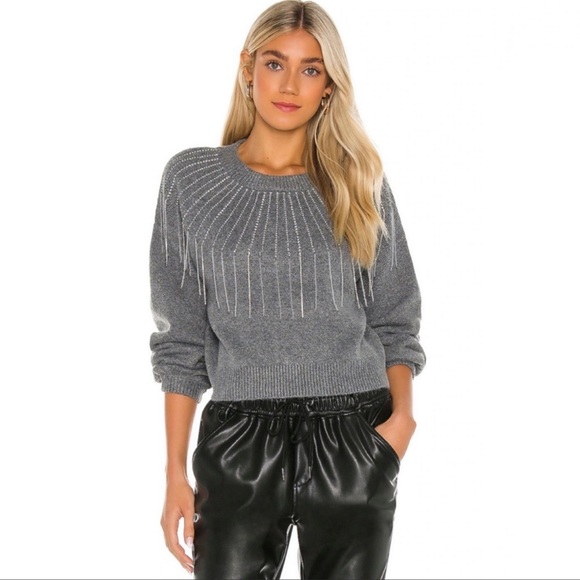 BB Dakota Sweaters - BB Dakota If You Fancy Embellished Gray sweater with rhinestones NWT size Small